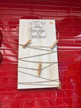 Grandpa & Grandma Rustic Photo Display Wall Shelf - White